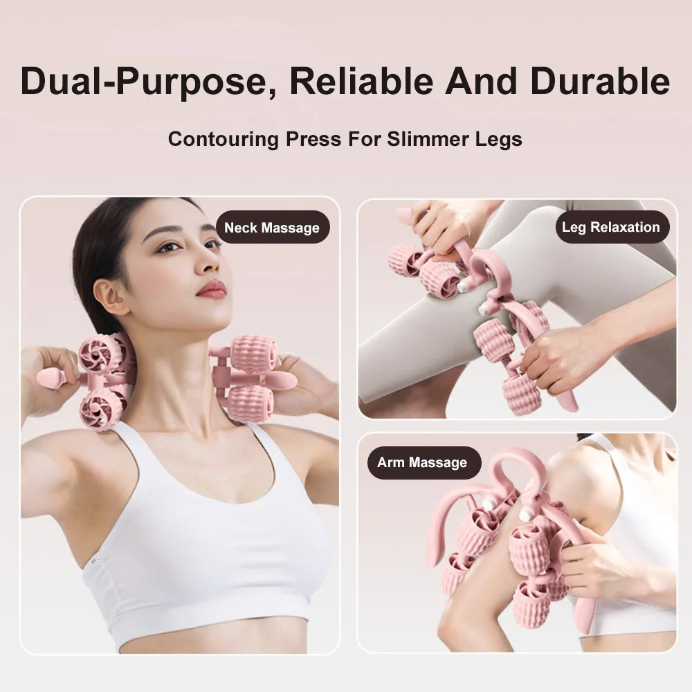 8-Wheel Full-Coverage Leg & Thigh Massage Roller — Anti-Cellulite Calf, Arm & Waist Muscle Massager