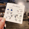 S925 Silver Needle Mini Stud Earrings Set for Women and Girls, Cute Geometric Fashion Jewelry Gift