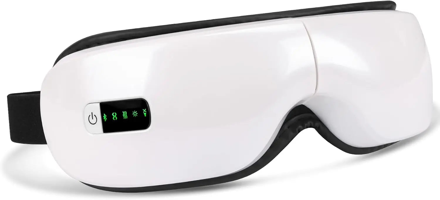Heated Bluetooth Eye Massager for Migraine Relief & Dry Eyes - Portable Eye Mask with 5 Massage Modes