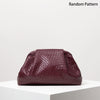 Vintage Woven PU Leather Clutch Bag - Burgundy Kiss-Lock Evening Prom Purse, Large Capacity