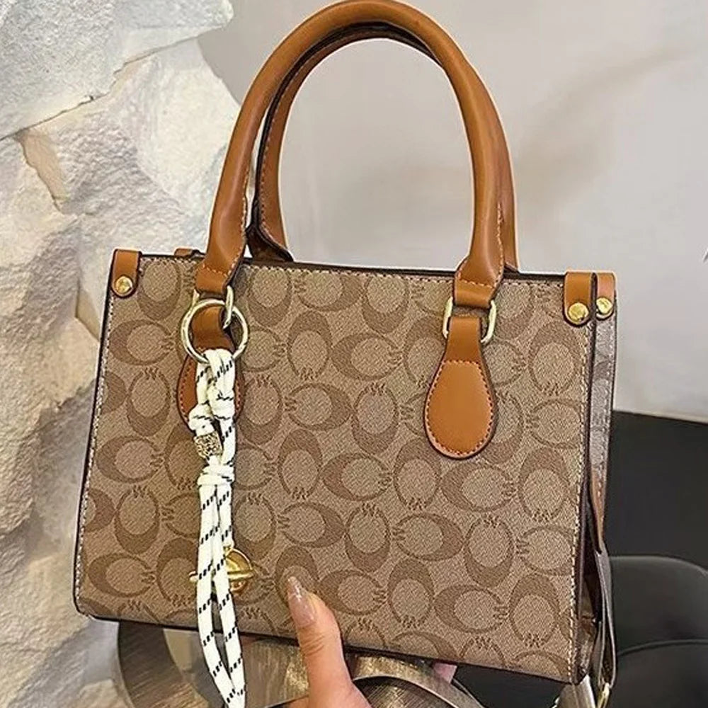 Women's Retro Floral PU Leather Handheld Tote Bag – Large Capacity Casual Tote