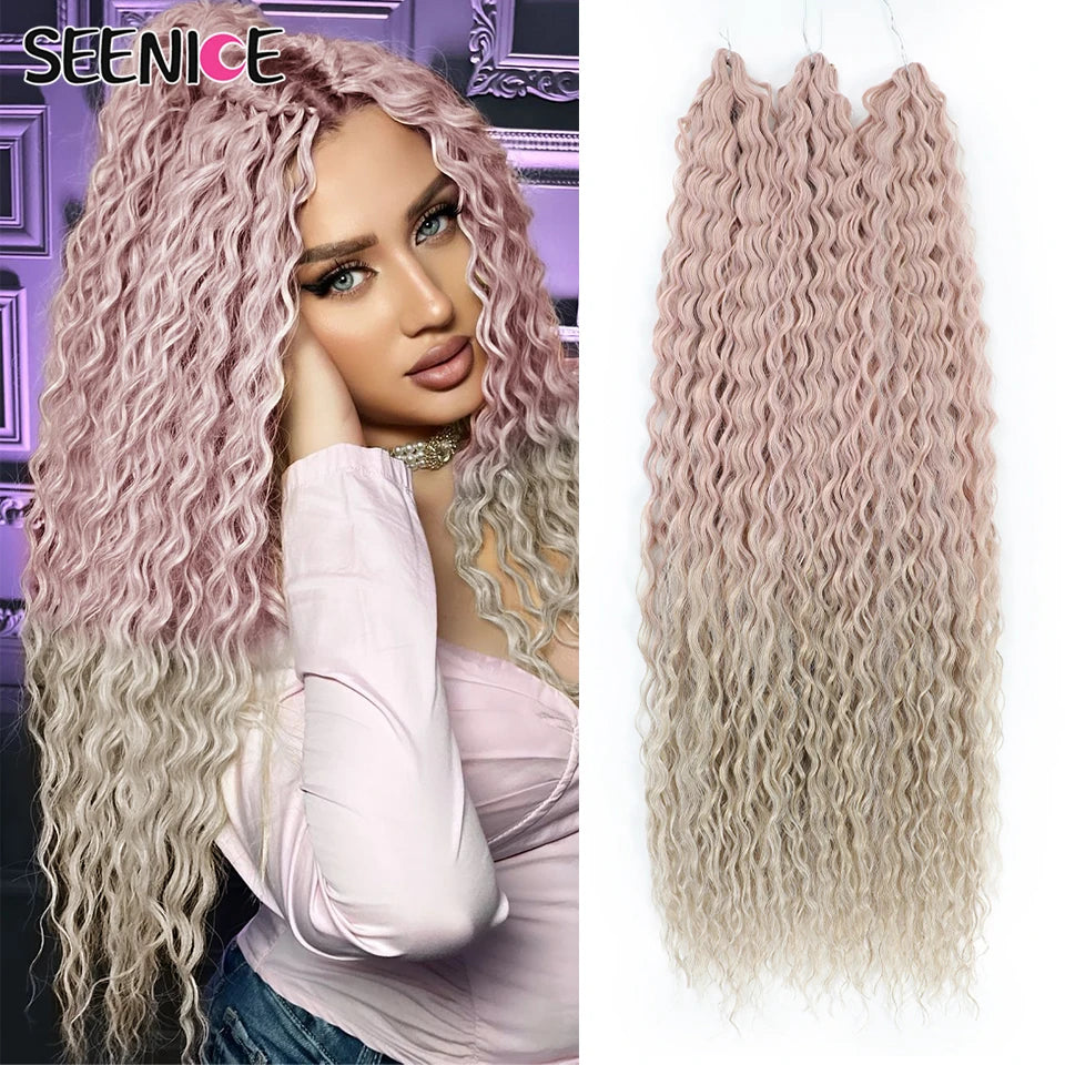 Ariel Water Wave Twist Crochet Braids – Ombre Synthetic Deep Wave Hair Extensions, 22 Inch (55 cm)