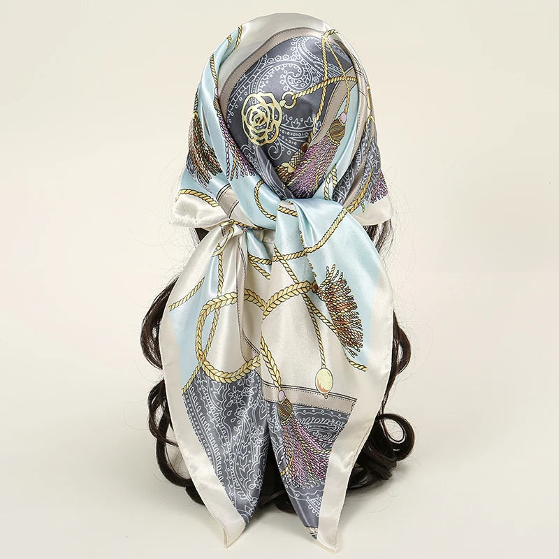 Satin-Feel Square Scarf 90 x 90 cm (35.4 x 35.4 in) – Satin-Look Polyester Hijab, Neckerchief, Shawl & Headscarf for Women