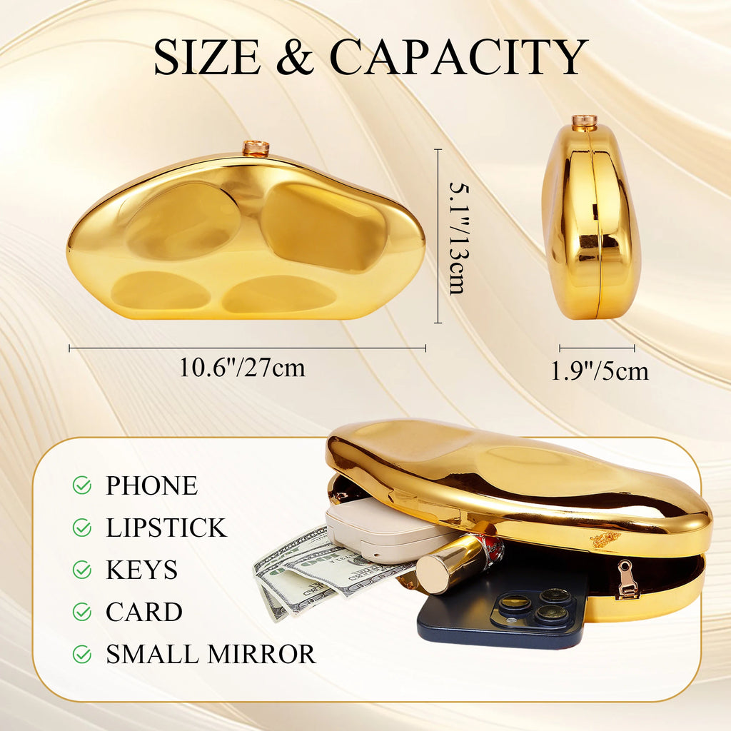 Asymmetrical Stone Shape Metal Acrylic Clutch – Women's Wedding & Evening Party Handbag