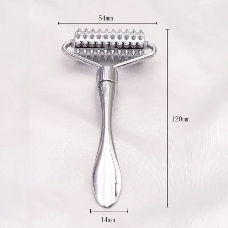 Zinc Alloy Microneedle Derma Roller – Manual Facial & Body Microneedling Tool for Wrinkle Removal & Skin Rejuvenation