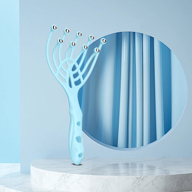 Handheld Scalp Massager - 9/12-Claw Stainless Steel Head & Neck Roller with 9-Finger Steel Ball