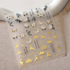 Gold Snowflake & Snowman 3D Self-Adhesive Christmas Nail Stickers with Rhinestones, 10.3 x 8 cm (4.06 x 3.15 in) Sheet
