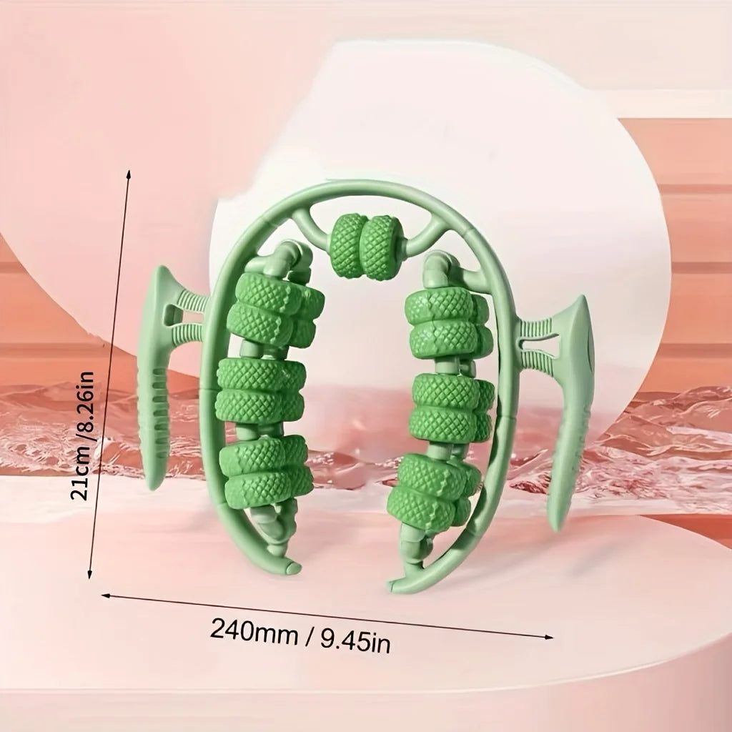 360° Dual-Row Massage Roller Clamp — Handheld Slimming Massager for Legs, Waist, Arms & Buttocks