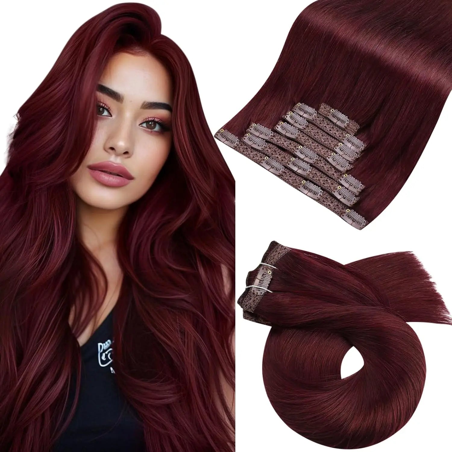 Moresoo Brazilian Remy Clip-In Human Hair Extensions – Straight 5PC or 7PC Set, 10–24 in (25–61 cm)
