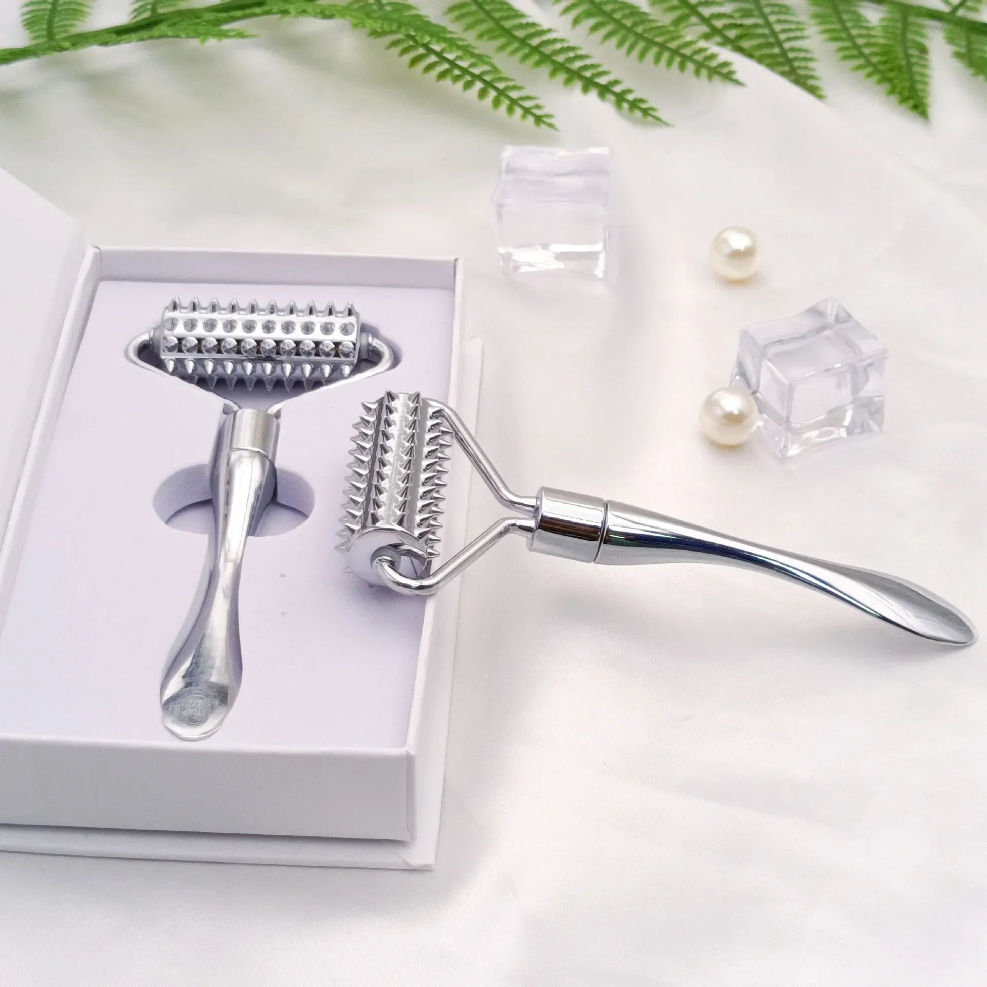Zinc Alloy Microneedle Derma Roller – Manual Facial & Body Microneedling Tool for Wrinkle Removal & Skin Rejuvenation
