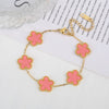 Adjustable Stainless Steel Five-Flower Clover Bracelet for Women Gold Rose Gold Silver