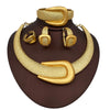 Statement 18K Gold Plated Fashion Jewelry Set - Large Necklace, Wide Bracelet, Bold Earrings & Ring