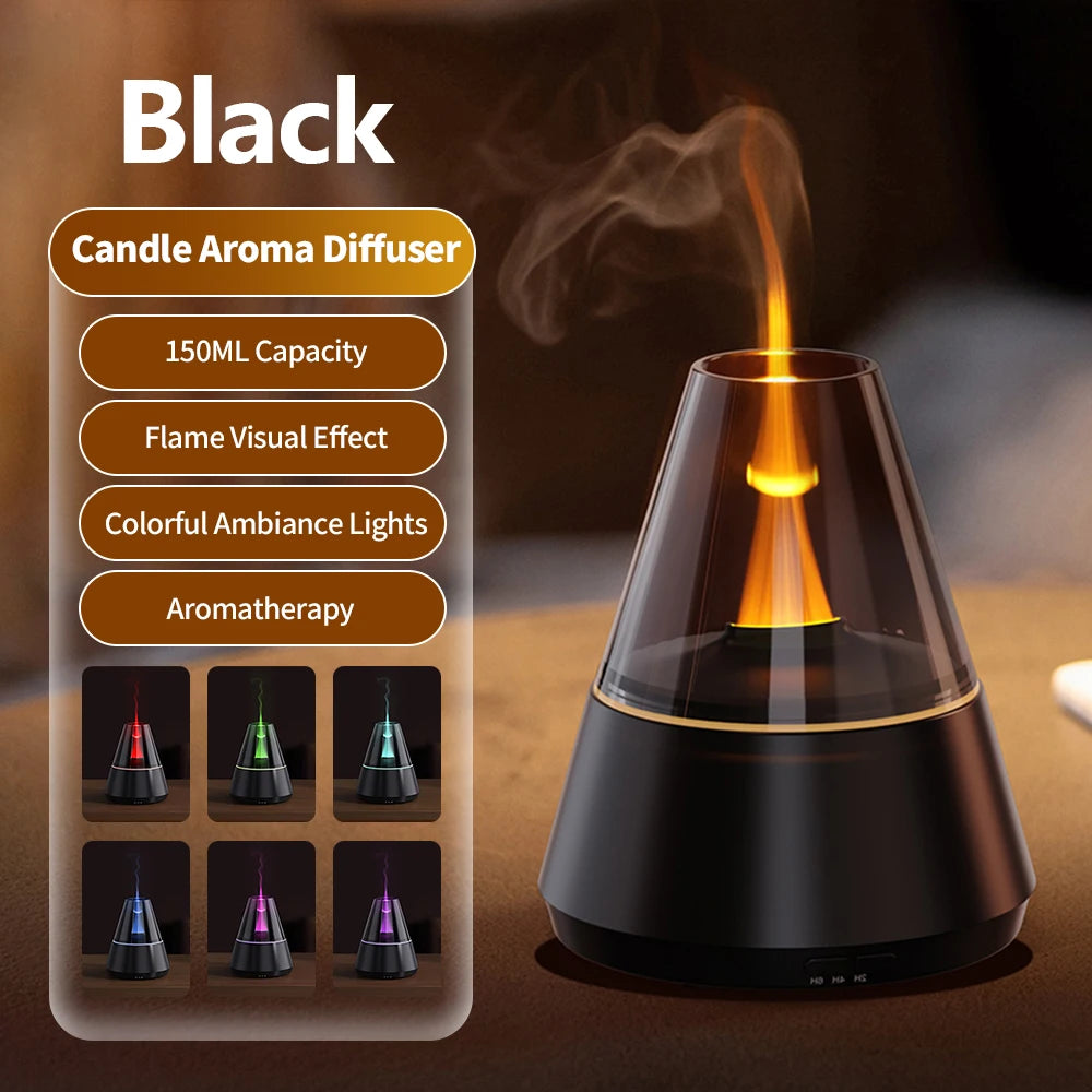 NEWSTYLE Simulated Flame Aroma Diffuser – Bonfire LED Ultrasonic Cool Mist Humidifier & Essential Oil Diffuser, 280ml (9.5 fl oz) with Remote