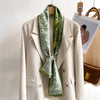 Women's Silk-Feel Printed Long Narrow Scarf 12 x 148 cm (4.7 x 58.3 in) - 50+ Colors | Headband & Shawl