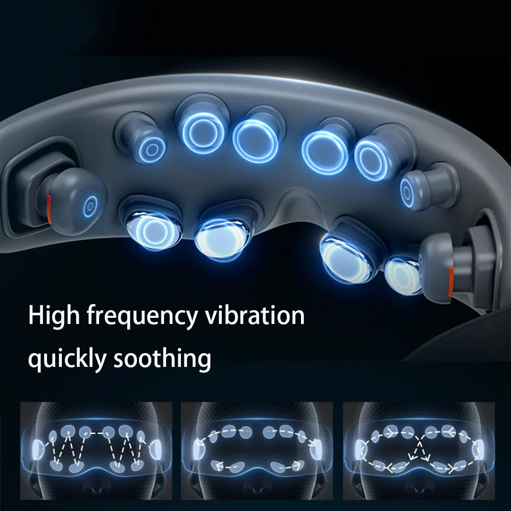 12-Head Vibrating Eye Massager — Battery-Powered Acupressure Eye Massage Device for Tired Eyes