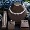 Classic Rectangular Cubic Zirconia Bridal Necklace and Earring Set CZ Wedding Jewelry