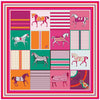 90 x 90 cm (35 in) Checkered Horse Print Twill Silk Square Scarf, Women's Luxury Bandana Shawl Hijab Neckerchief
