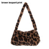 Women's Faux Fur Plush Underarm Shoulder Bag - Cow & Leopard Print Mini Purse