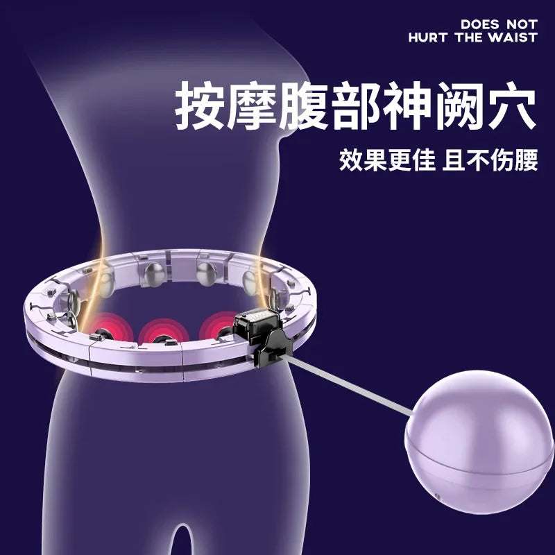 Smart Magnetic Massage Hula Hoop with LED Counter – Detachable Adjustable Weighted Fitness Hoop for Waist Slimming (Purple/Blue)
