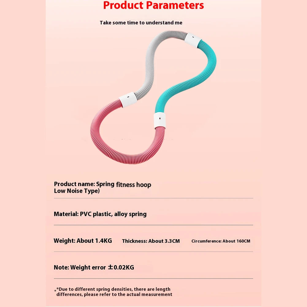 Weighted Foldable Waist Toning Hoop – Soft-Spring Hula Hoop 160cm (63in) Portable Quiet Belly & Cardio Fitness Hoop