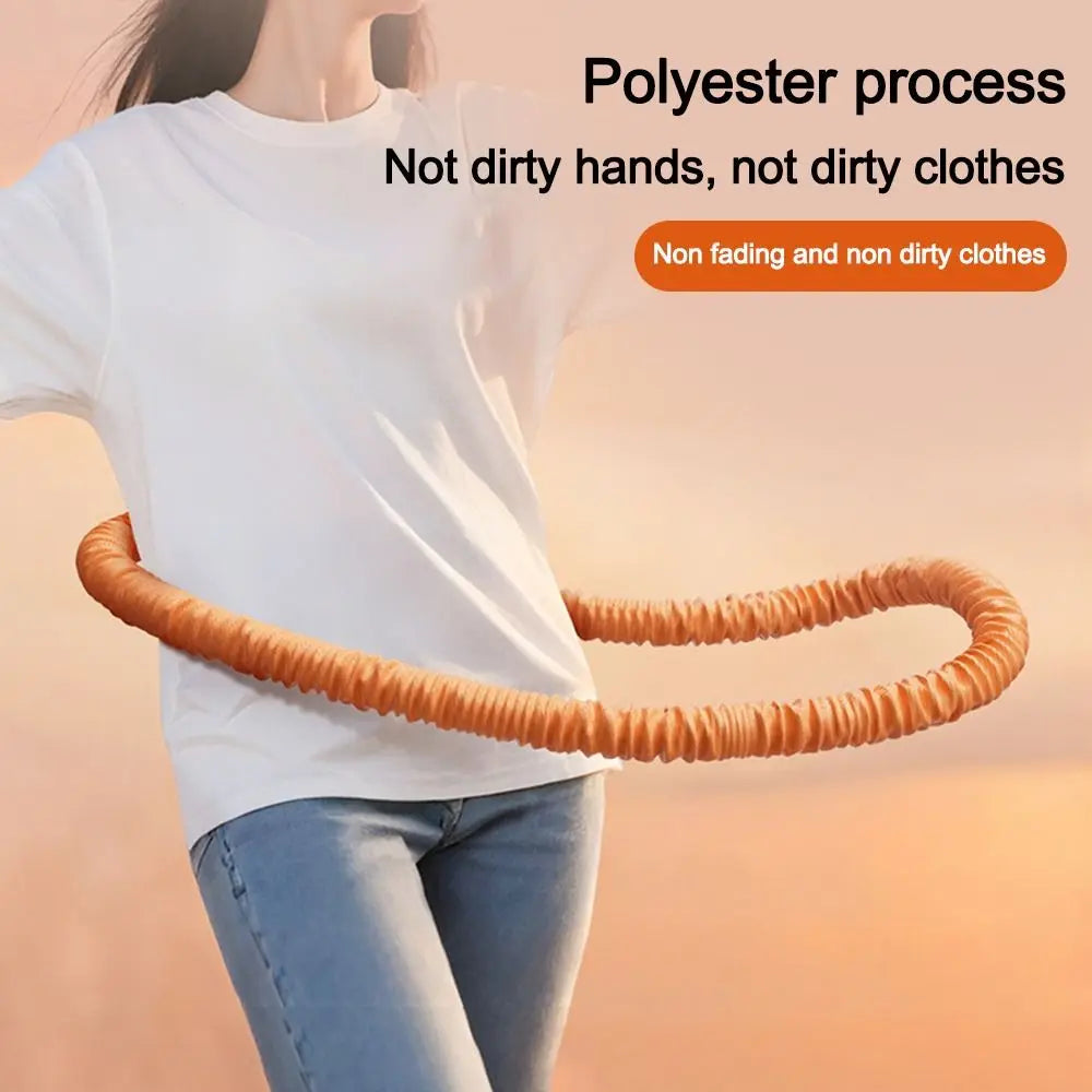 Foldable Spring Tube Hula Hoop 190 cm / 74.8 in – Portable Non-Woven Fitness Hoop for Waist Training & Full-Body Workout (Pink, Orange)