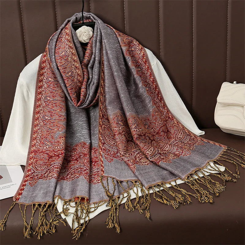 Cashmere-Feel Pashmina Shawl – Women's Warm Winter Scarf Wrap, 70 x 190 cm (27.6 x 74.8 in)