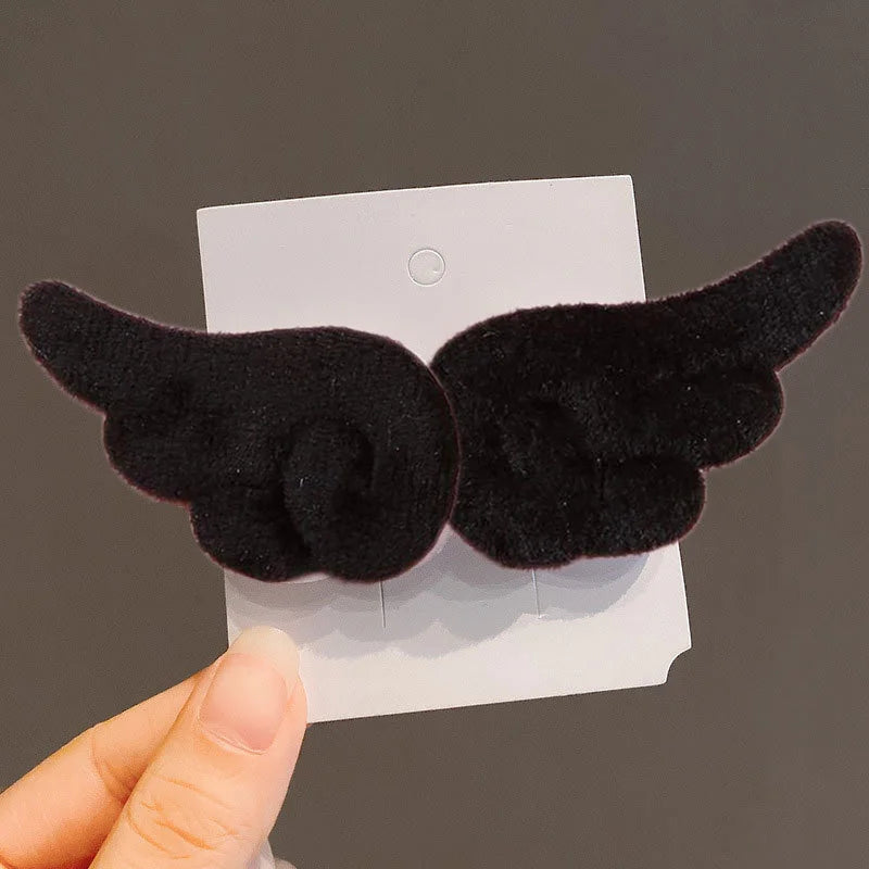 Plush Angel Wing Hairpin for Girls - Cute Soft Hair Clip Barrettes Headwear