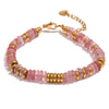Colorful Natural Stone Beaded Bracelet - Handmade Stainless Steel Chain Bangle, Waterproof Boho Y2K Gift for Women