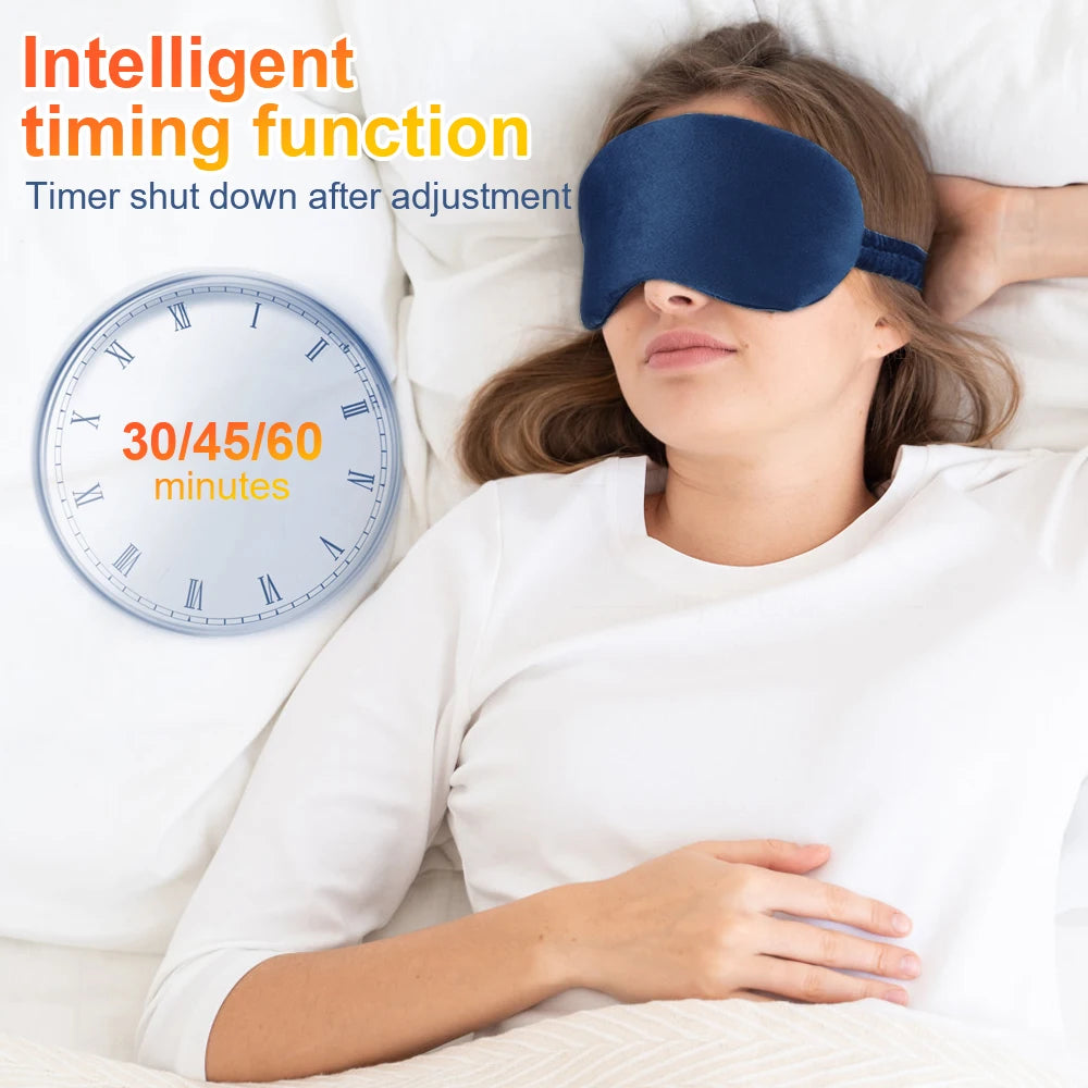 USB Heated Eye Massager Electric Eye Mask – Hot Compress & Vibration for Dark Circles, Relieves Eye Fatigue for Travel & Sleep