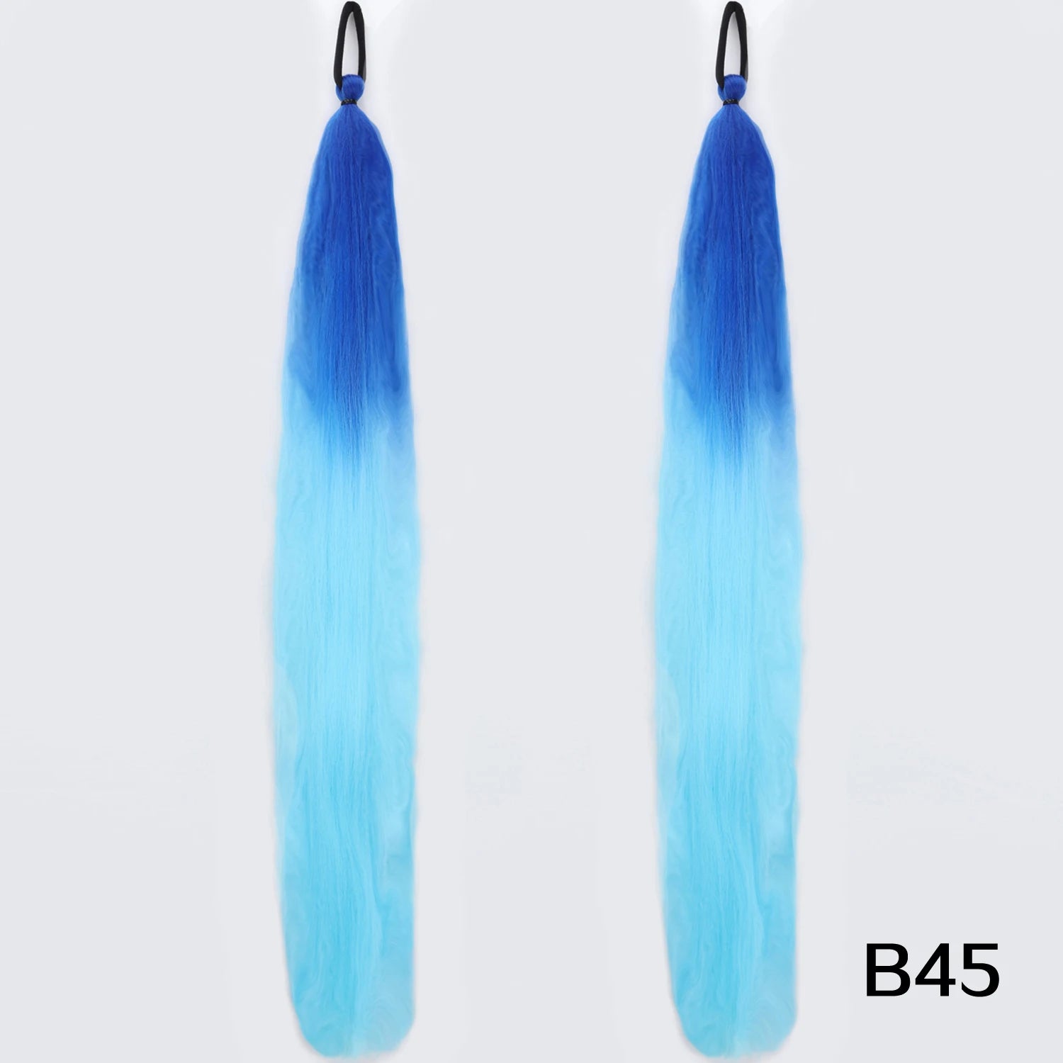 Braided Synthetic Ponytail Extension with Elastic Band – Long Kinky Straight High-Temp Hairpiece for Women & Girls (Pink Purple Blue)