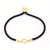 Black Letter Bead Rope Bracelet for Women – Simple Classic Hand-Knot Rope Jewelry with Stainless Steel Accent