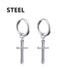 Unisex Gothic Cross Stainless Steel Drop Stud Earrings - Punk Rock Hip Hop Street Jewelry, 1 Pair