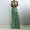 ELSVIOS Women's High-Waist Wide-Leg Ankle-Length Jumpsuit with Hollow-Out Tatting Detail - Polyester Streetwear