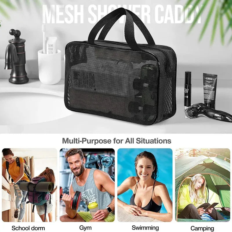 Mesh Shower Caddy Tote – Large Capacity Portable Travel Toiletry & Cosmetic Organizer