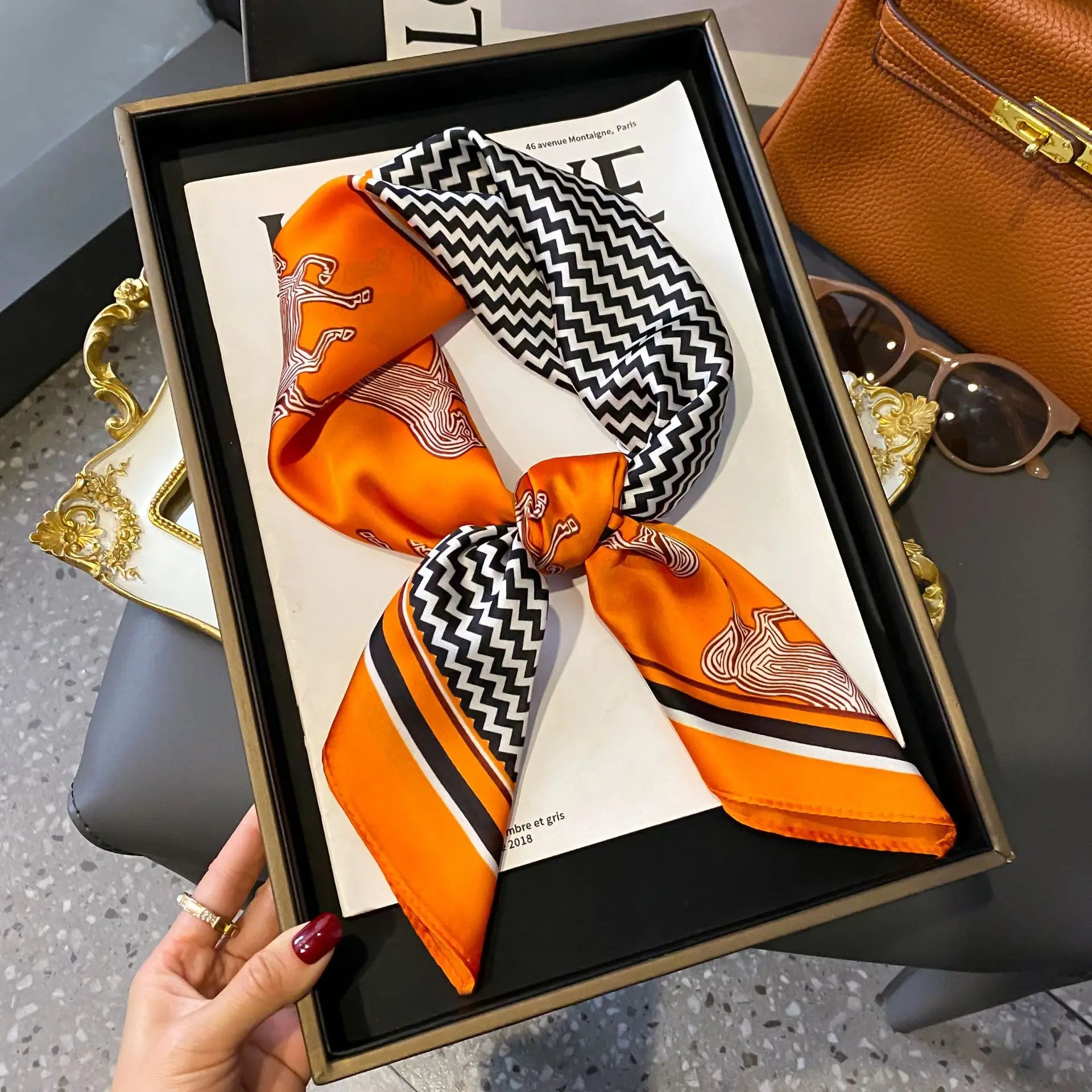 Nordic All-Season Faux Silk Square Scarf 70 x 70 cm (27.6 x 27.6 in) – Lightweight Chic Shawl for Women & Teens