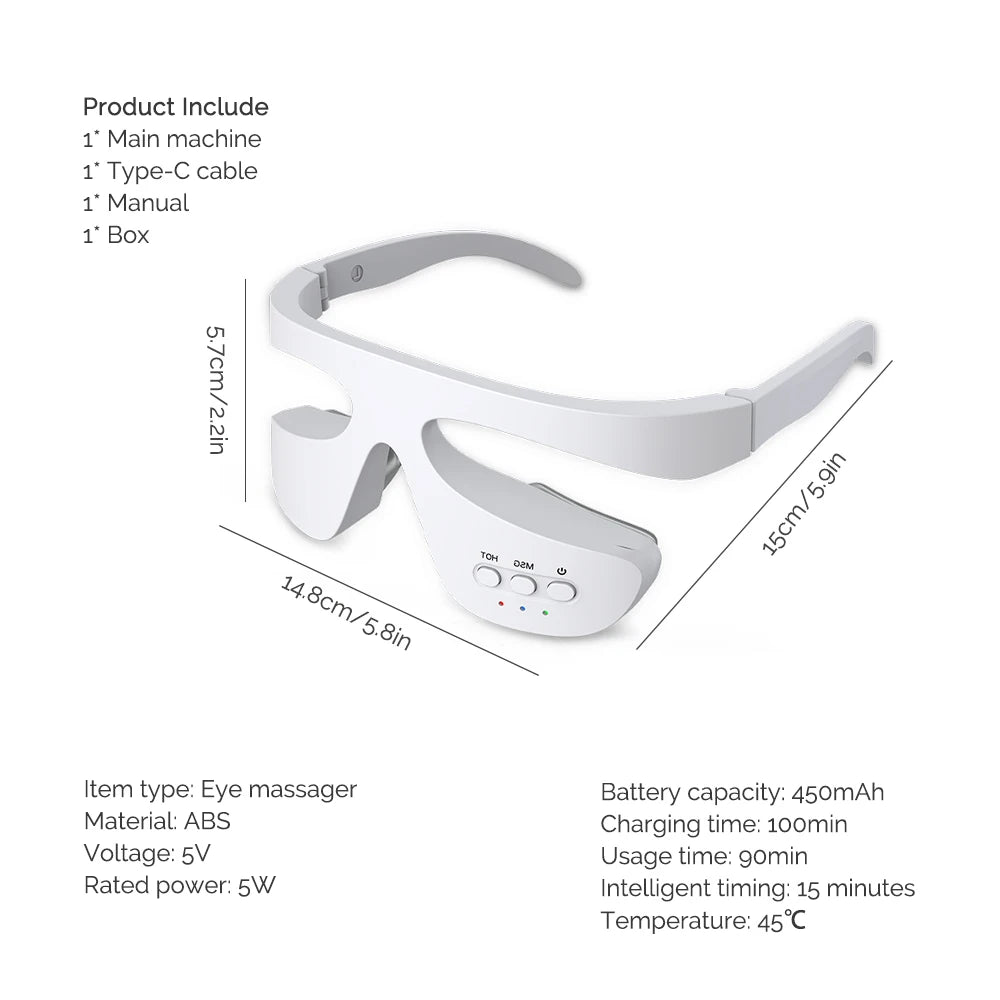 Wireless USB-C Eye Massager — 3-Mode Heat & Red Light for Dark Circles, Puffiness & Eye Fatigue