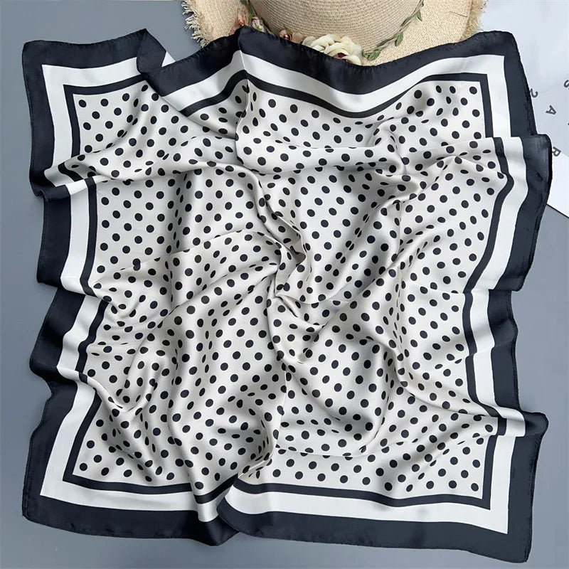 70 x 70 cm (27.6 x 27.6 in) Floral Satin-Look Polyester Square Scarf - Women's Headscarf, Hijab, Hair Band & Wrist Wrap