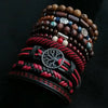10-Pack Khaki & Black Woven Leather Wrap Bracelets - Handmade Adjustable Unisex