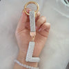 Sparkling Rhinestone Initial Keychain - Round Alloy Letter Charm with Crystal Pendant