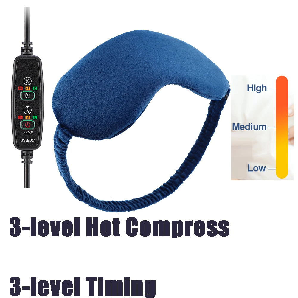 PASTSKY Heated Steam Eye Mask - 3-Level Hot Compress & Optional 3D Vibration Massage, Smart Timer Sleep Mask for Eye Relief