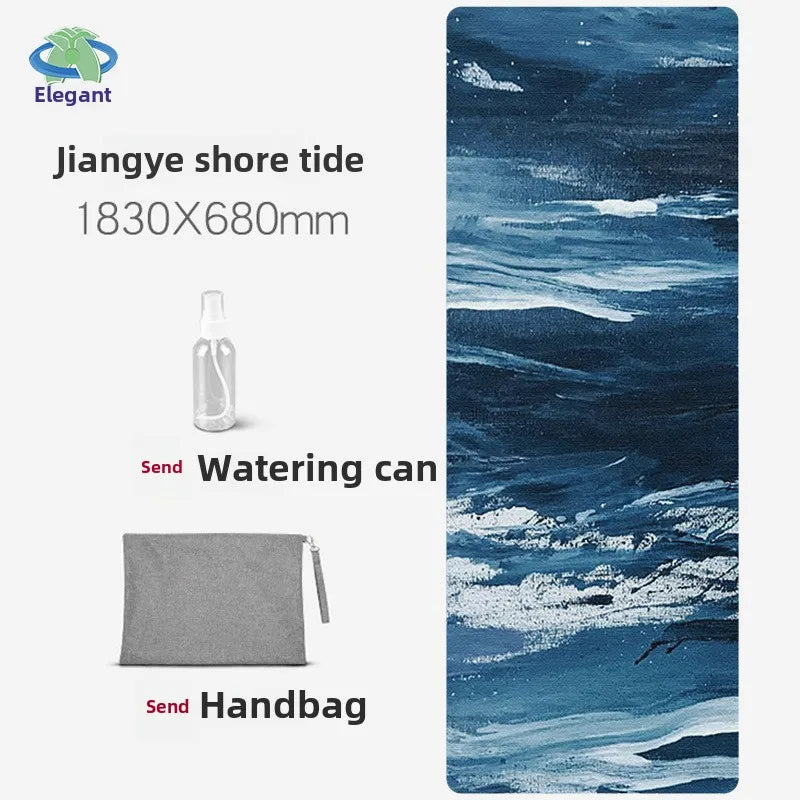 Suede Chamois Yoga Mat 183 x 68 cm (72 x 26.8 in) - Portable Foldable Non‑Slip Exercise Mat for Yoga, Dance & Jump Rope