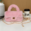 Plush Lamb Fur Small Handbag for Women Soft Chain Shoulder Clutch Square Fur Purse