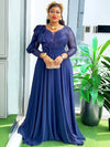 Women's Long Sleeve Chiffon Sequin A-Line Dashiki Abaya Gown — Ankle-Length Wedding & Party Dress
