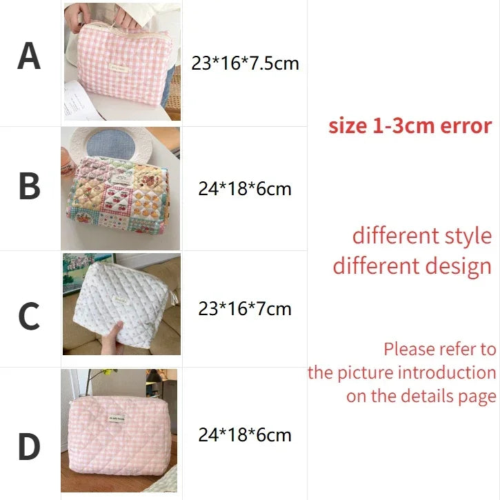 Large Capacity Women's Cosmetic Bag - Plaid Zipper Travel Makeup Clutch, Multiple Sizes (Up to 24 x 18 x 7.5 cm | 9.4 x 7.1 x 3.0 in)