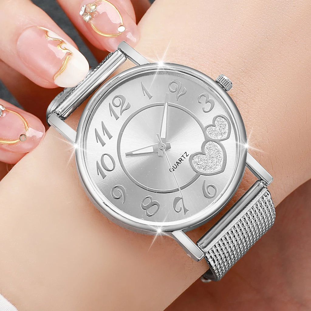 Women's Heart Dial Quartz Watch 38mm Casual Analog with 20mm Rubber Band - Fashion Gift