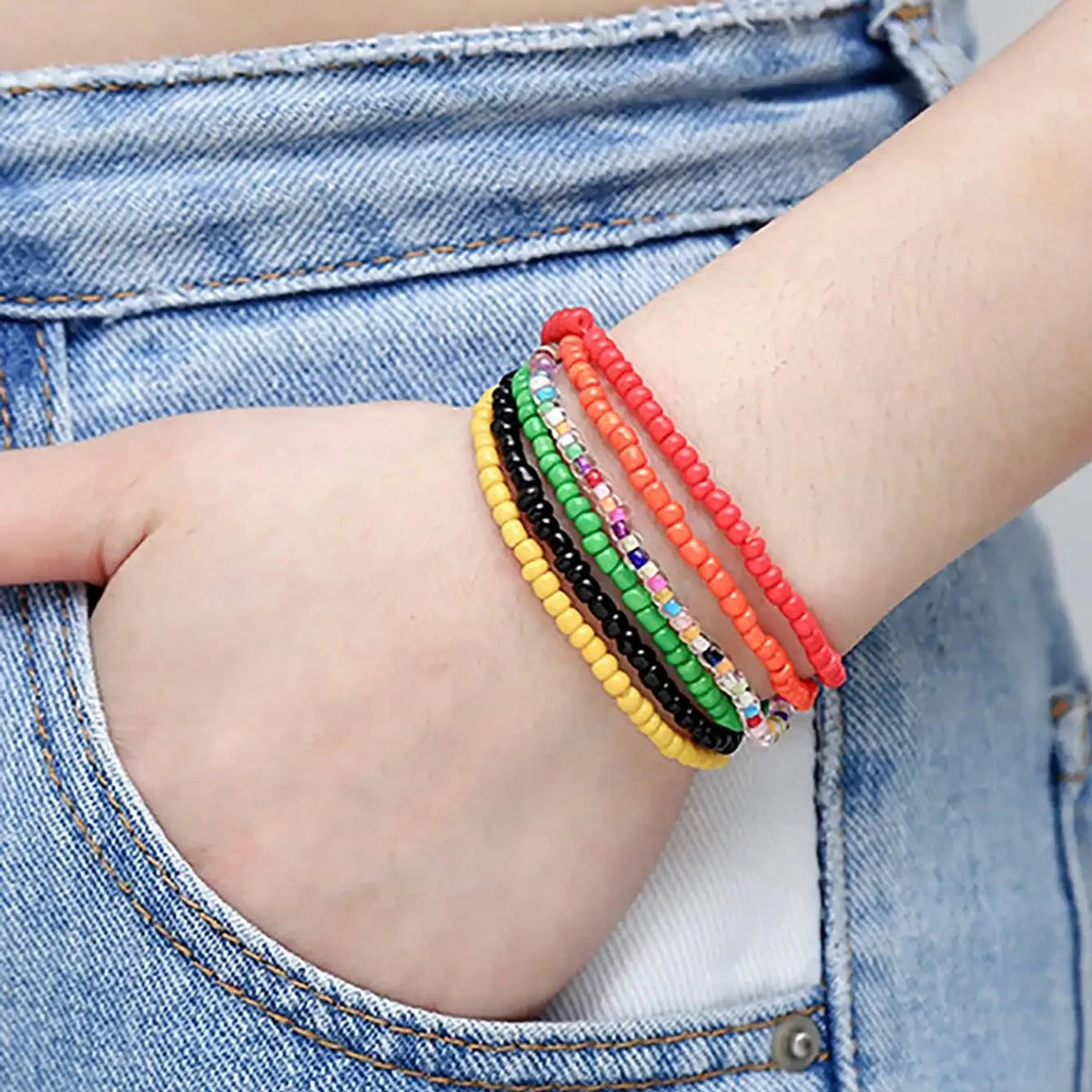 17-Pack Boho Elastic Beaded Bracelet Set – Colorful Stackable Stretch Bracelets for Women & Men