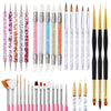 36-Piece Nail Art Brush Set + 5-Piece Silicone Tools — Fine Liner, Striping, Dotting & 3D Gel Acrylic Design Brushes for Home Use
