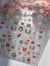 Pink Christmas Tree 5D Embossed Nail Art Stickers – Snowflake & Star Self-Adhesive Decals (4.06 x 3.15 in / 10.3 x 8 cm)