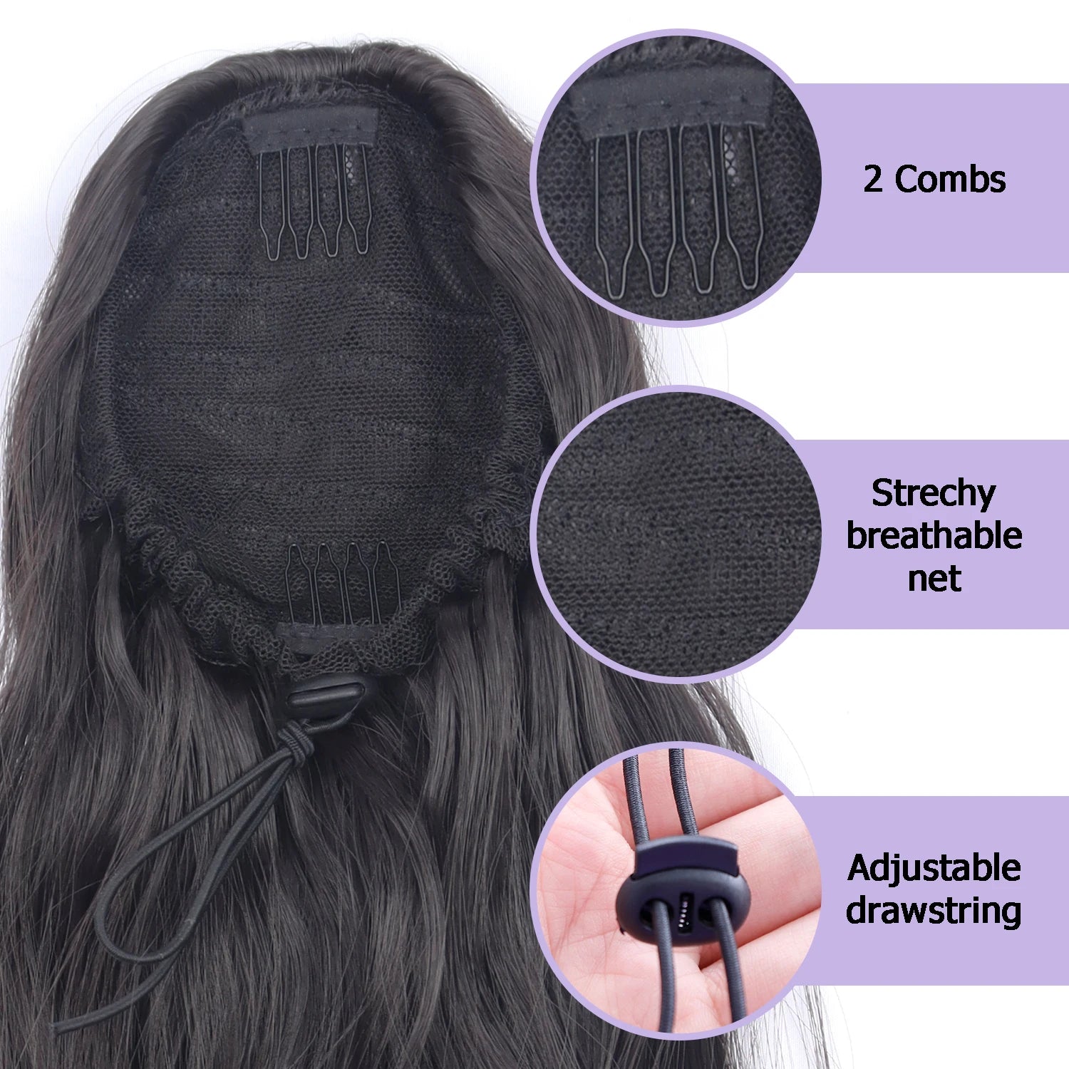 Wavy Drawstring Ponytail Extension 18 in (45 cm) Clip-In Synthetic High-Temp Fiber Hairpiece