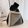 Handmade Knitted Knot Wrist Bag - Striped Mini Tote for Women, Large-Capacity Phone Bucket, Autumn Winter Casual